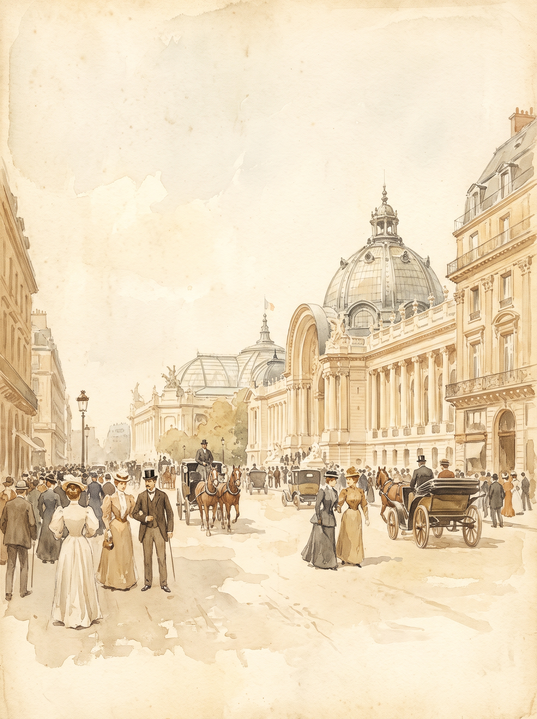 1900 巴黎·香榭丽舍·Grand Palais 概念插画（1900 年世界博览会）